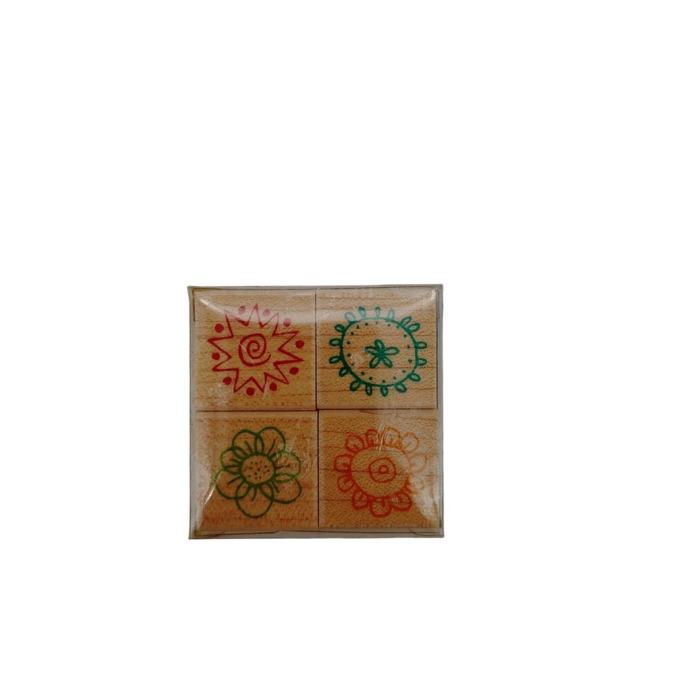 Hero Arts LL141 Pom Poms Wood Mounted Rubber Stamps Set 4 New Sealed Vintage VTG